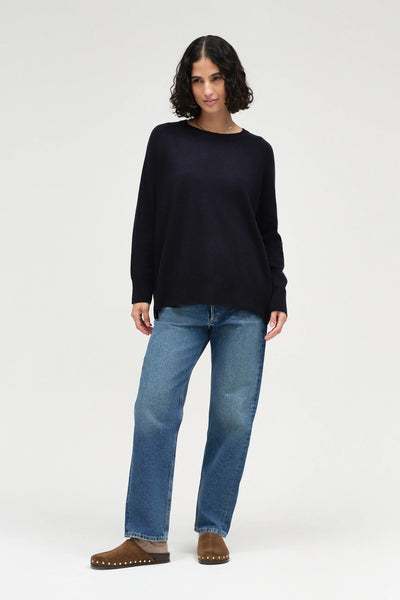 Navy Pure Cashmere Slouchy Sweater