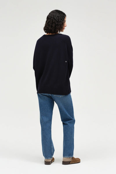 Navy Pure Cashmere Slouchy Sweater