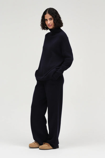 Navy Pure Cashmere Rollneck Sweater