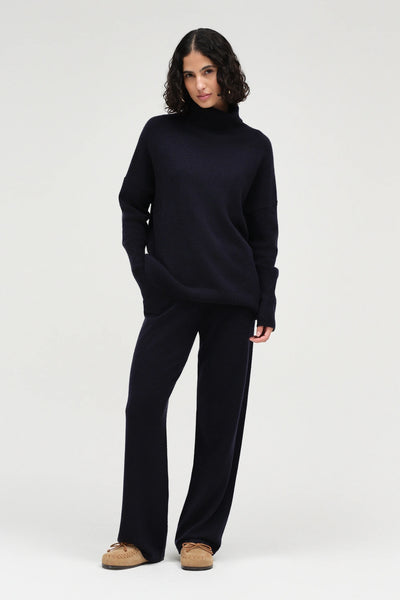 Navy Pure Cashmere Rollneck Sweater
