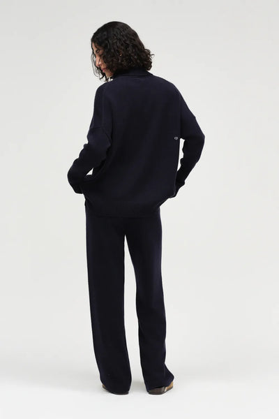 Navy Pure Cashmere Rollneck Sweater