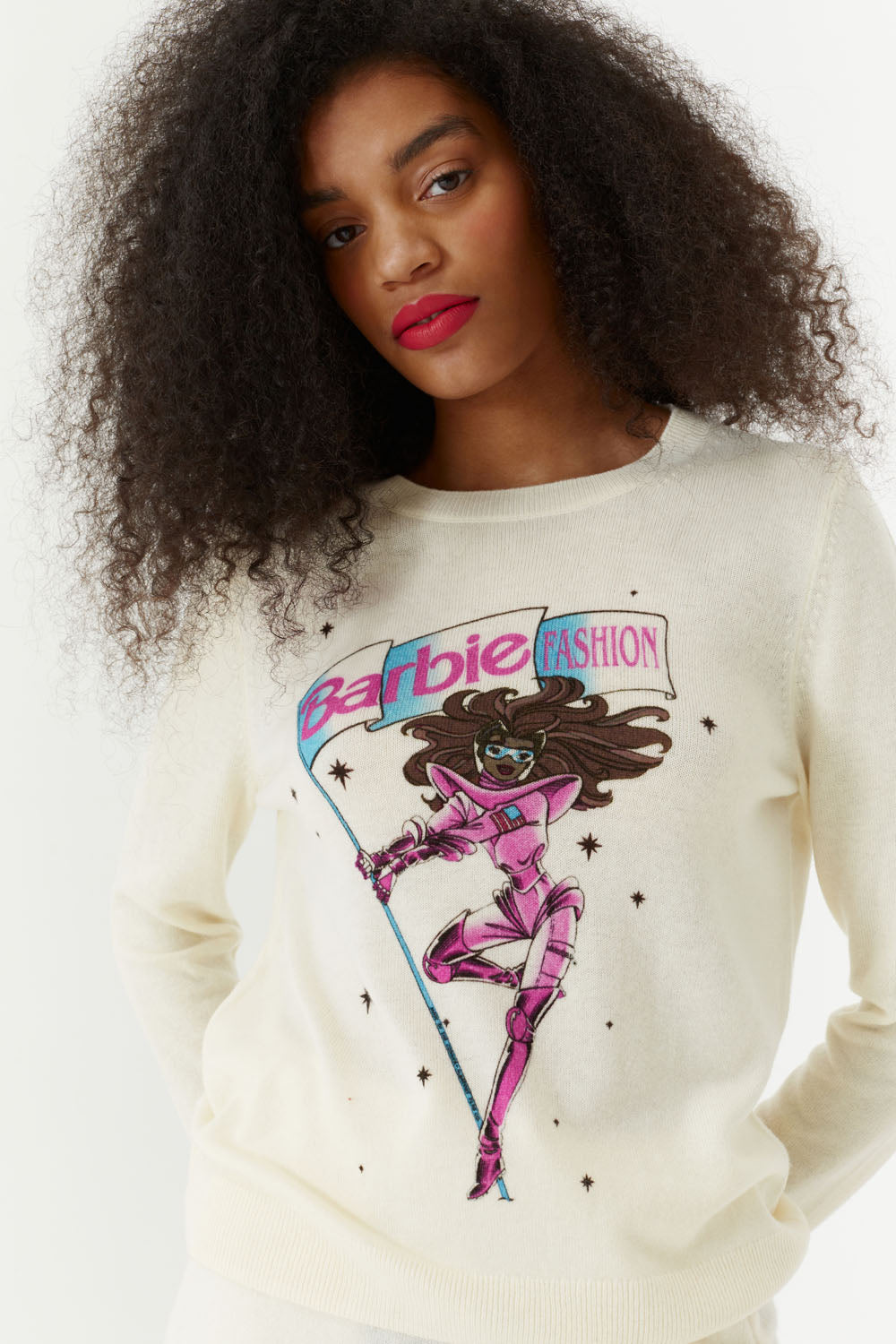Cream Wool-Cashmere Astro Barbie Sweater