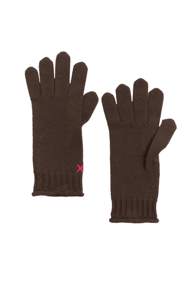 Pair of brown gloves on a white background