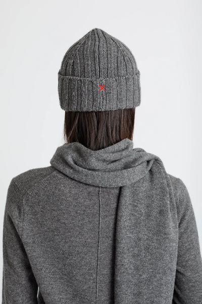 Grey Wool-Cashmere Ribbed Hat