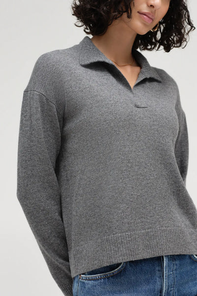 Grey Wool-Cashmere Collared Sweater