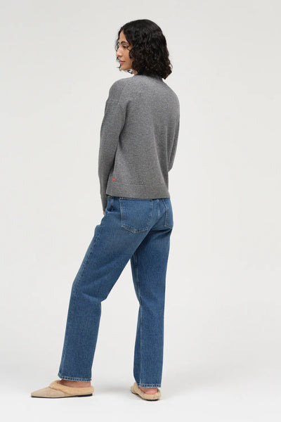 Grey Wool-Cashmere Collared Sweater
