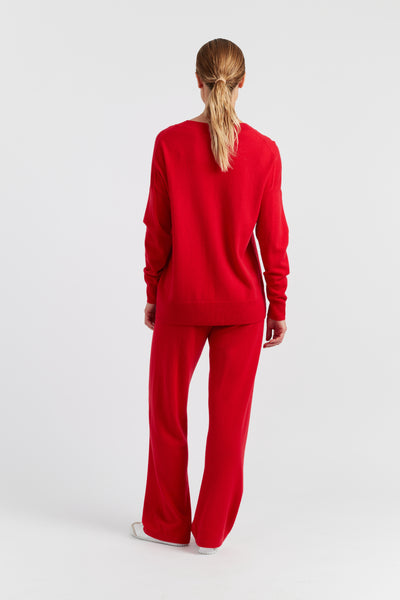 Velvet-Red Wool-Cashmere Slouchy Sweater