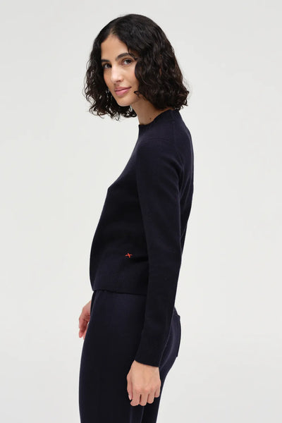 Navy Wool-Cashmere Cropped Sweater