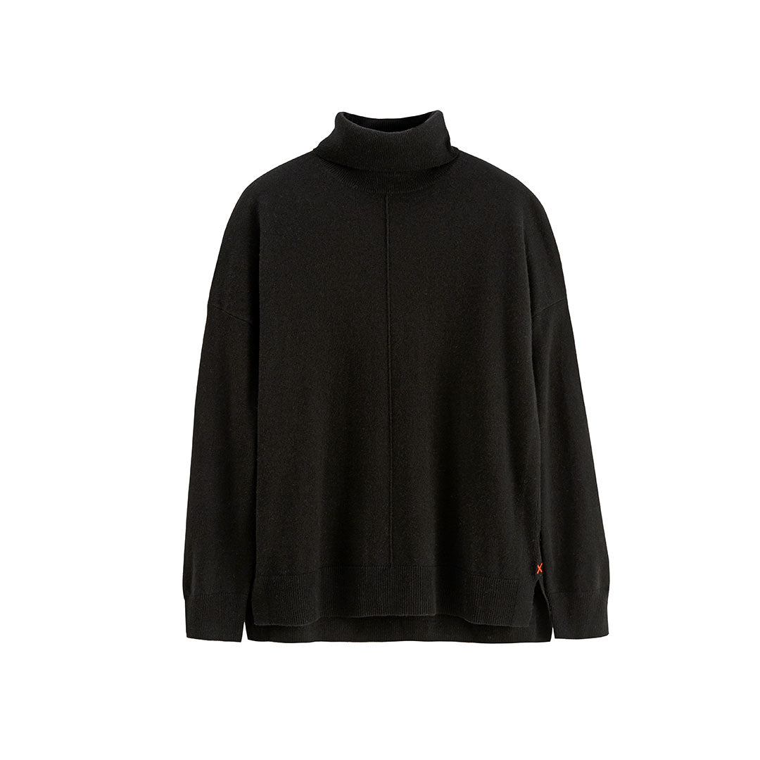 Black Wool-Cashmere Relaxed Rollneck Sweater Chinti Parker UK