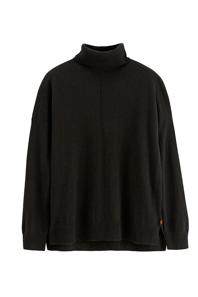 Black Wool-Cashmere Relaxed Rollneck Sweater image 2