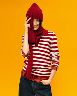 Cherry Wool-Cashmere Ribbed Beanie