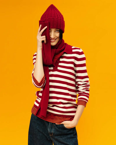 Cherry Wool-Cashmere Ribbed Beanie