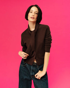 chocolate-wool-cashmere-tie-neck-cardigan