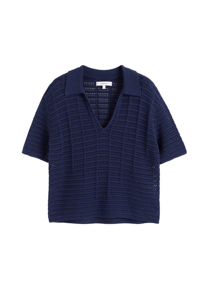 Navy Cotton Crochet Shirt
