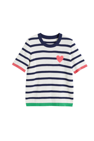 Striped shirt with a heart design on a white background
