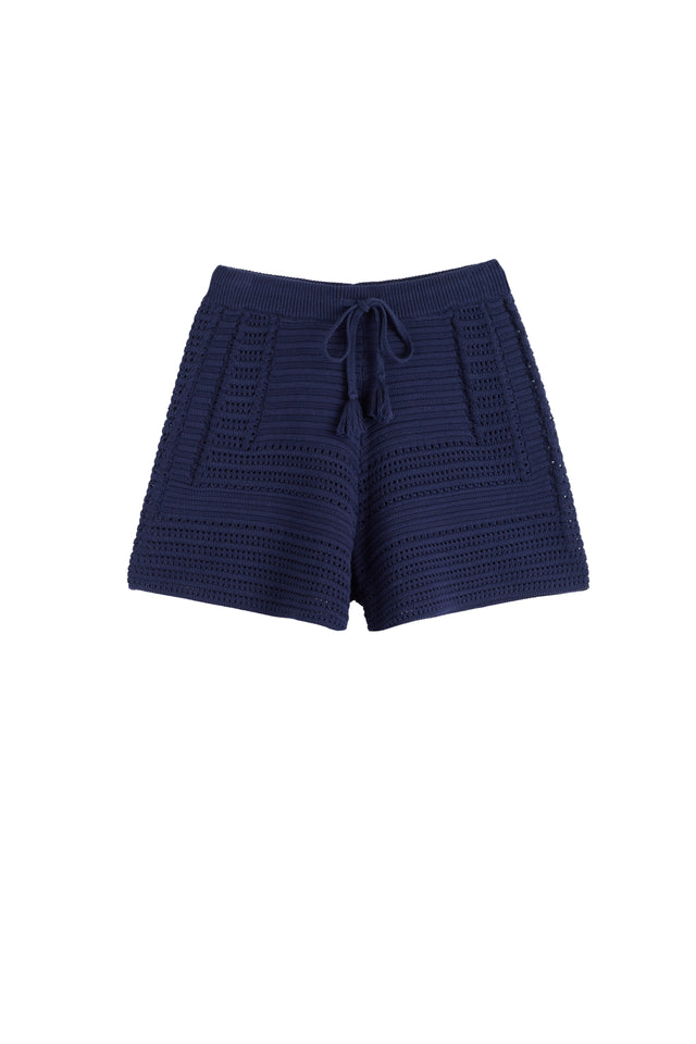 Navy Cotton Crochet Shorts image 4