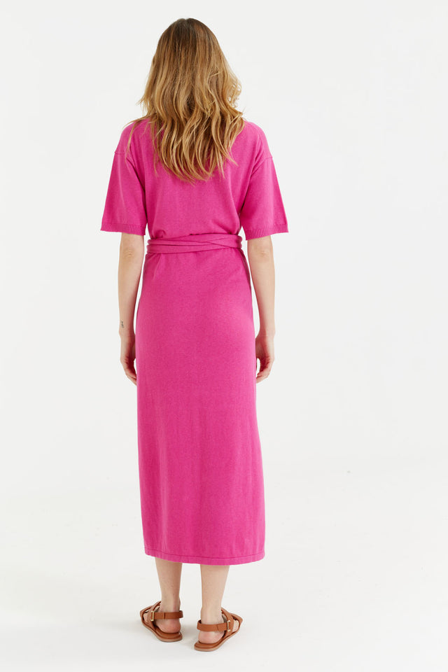 Berry-Pink Linen-Cotton Monaco Dress image 3