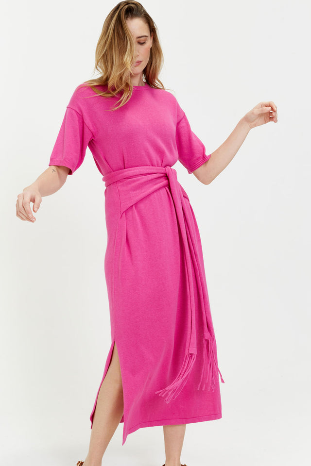 Berry-Pink Linen-Cotton Monaco Dress image 1