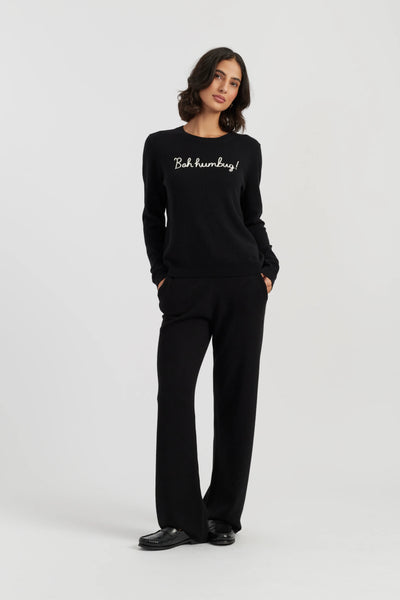Exclusive Black Wool-Cashmere Bah Humbug Sweater