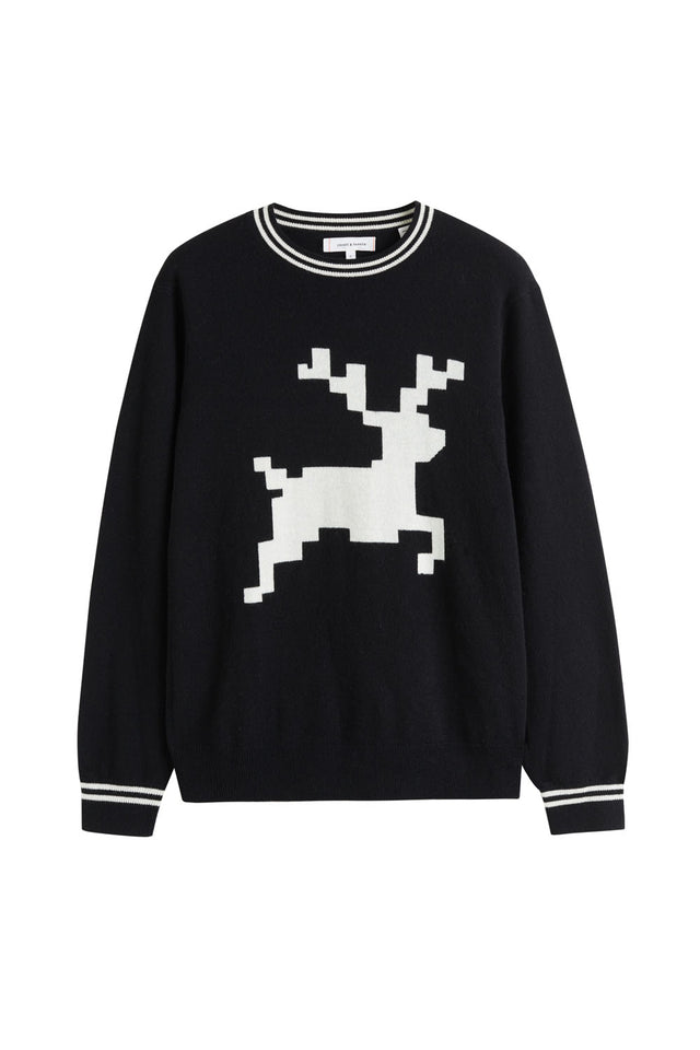 Black Wool-Cashmere Reindeer Sweater image 2
