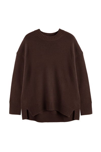 Chocolate Pure Cashmere Crew Neck Sweater