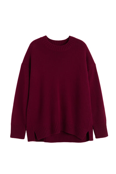 Claret Pure Cashmere Crew Neck Sweater