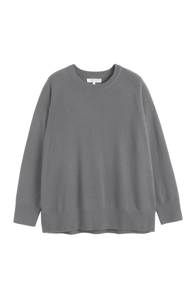 Grey-Melange Pure Cashmere Slouchy Sweater