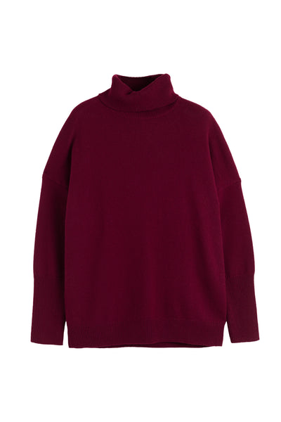 Claret Pure Cashmere Rollneck Sweater