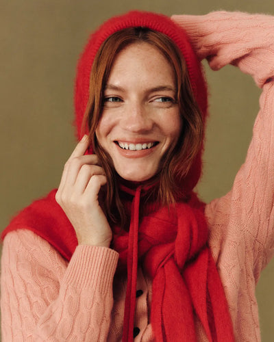 Velvet-Red Brushed Cashmere Balaclava
