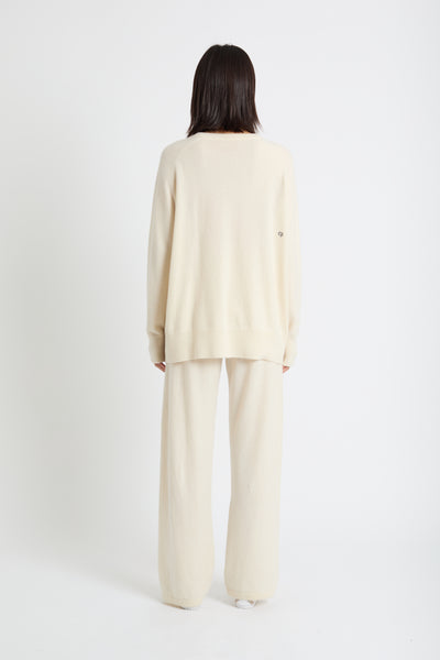 Cream Pure Cashmere Slouchy Sweater
