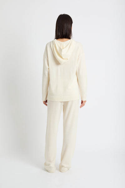 Cream Wool-Cashmere Relaxed Hoodie