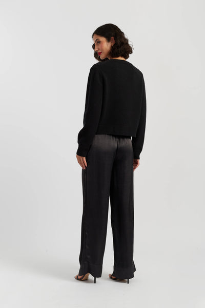 Black Pure Merino Jewelled Cable Cardigan