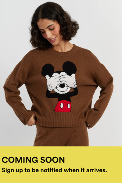 Toffee Wool-Cashmere Peeakabo Mickey Sweater