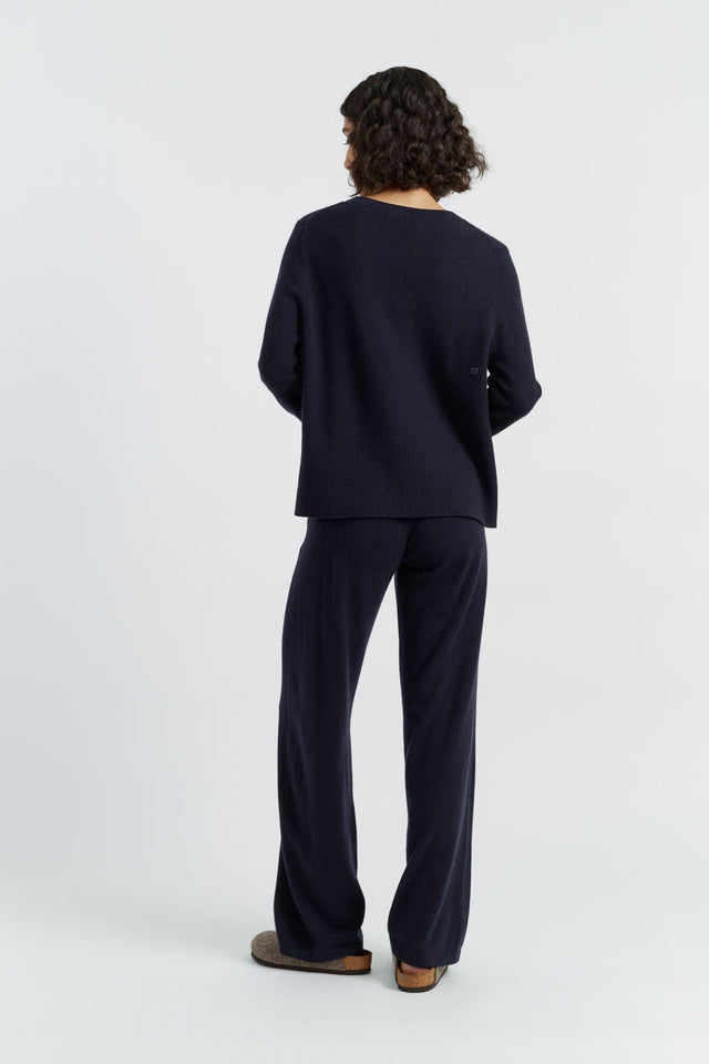 Navy Pure Cashmere Boxy Sweater image 3