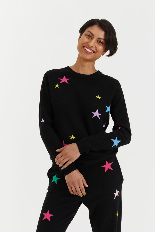 Black Wool-Cashmere Star Sweater image 1