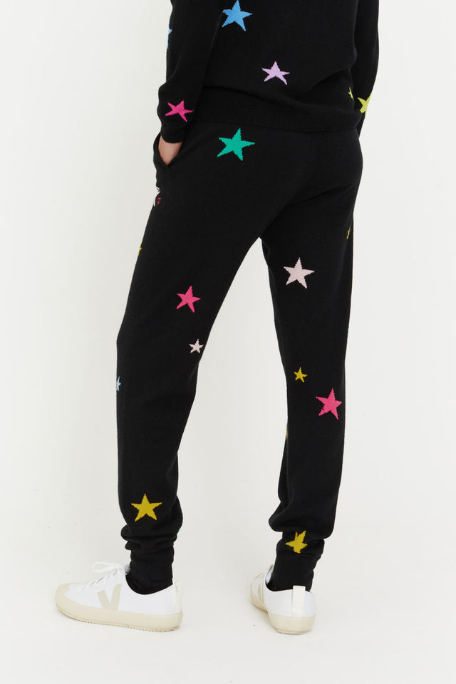 Black Wool-Cashmere Star Track Pants image 4
