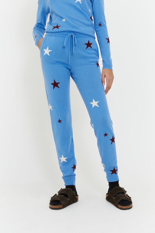 Sky-Blue Wool-Cashmere Star Track Pants image 3