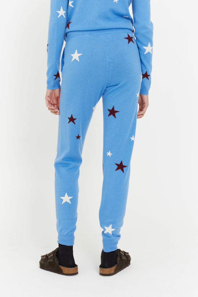 Sky-Blue Wool-Cashmere Star Track Pants image 4