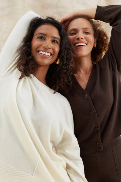 Cream Wool-Cashmere Slouchy Sweater