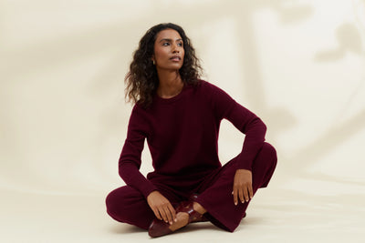 Claret Pure Cashmere Cropped Sweater