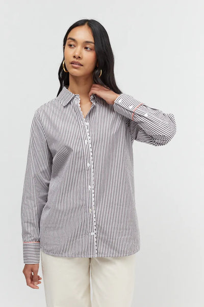 Chocolate Cotton Stripe Shirt