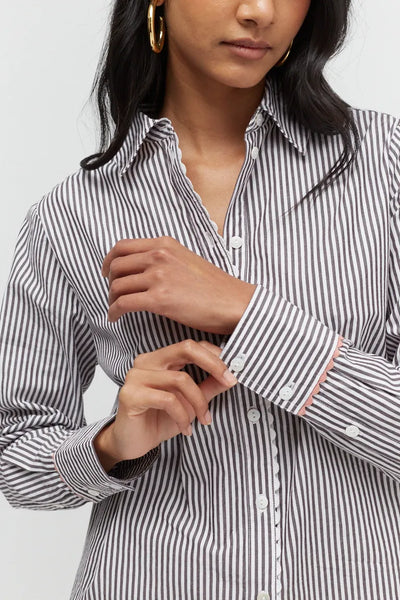 Chocolate Cotton Stripe Shirt
