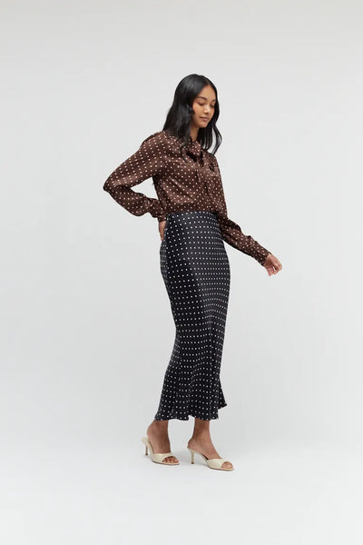 Black Viscose Polka Dot Skirt
