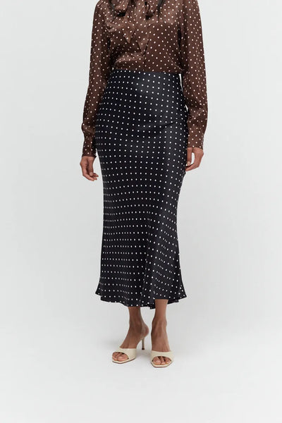 Black Viscose Polka Dot Skirt