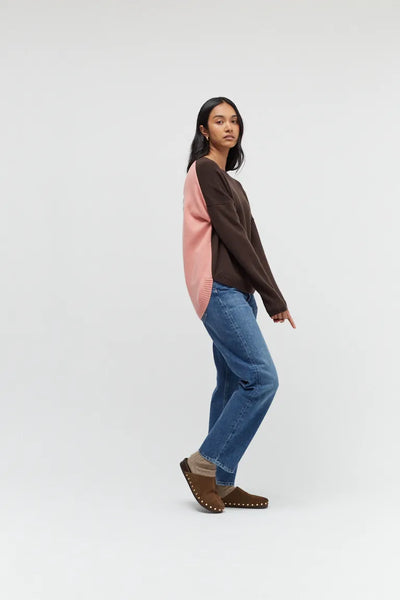 Chocolate Wool-Cashmere Pop Colour Sweater