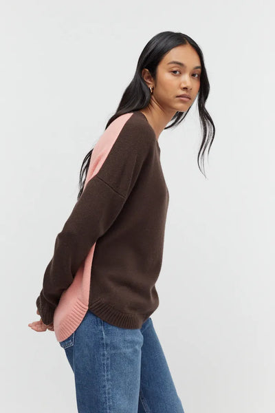 Chocolate Wool-Cashmere Pop Colour Sweater