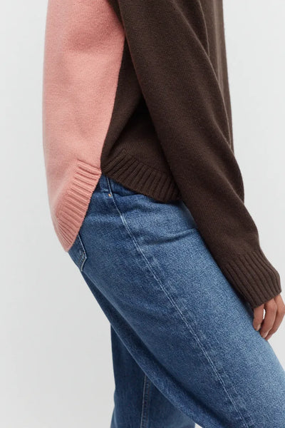 Chocolate Wool-Cashmere Pop Colour Sweater