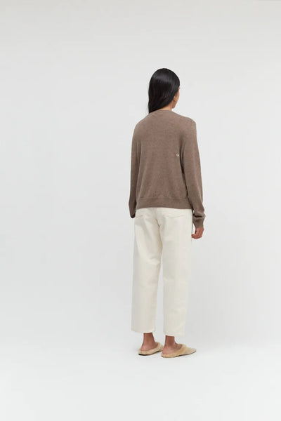 Mushroom Wool-Cashmere Argyle Sweater