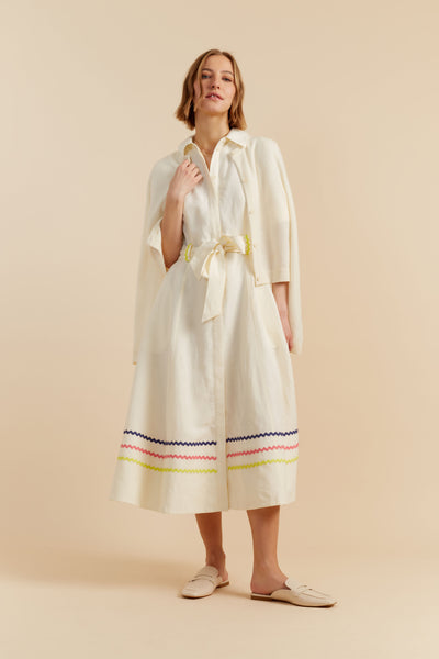 Cream Tencel-Linen Starboard Dress