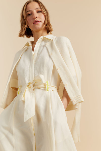 Cream Tencel-Linen Starboard Dress